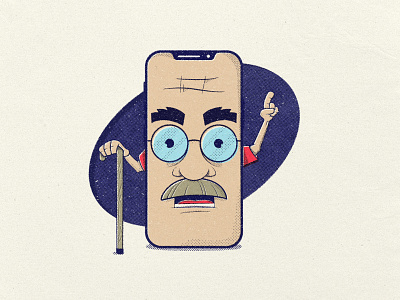 iOS-bsolete apple drawing face illustrated illustration ios iphone iphone 12 iphone 13 moustache obsolete old old age old man technology