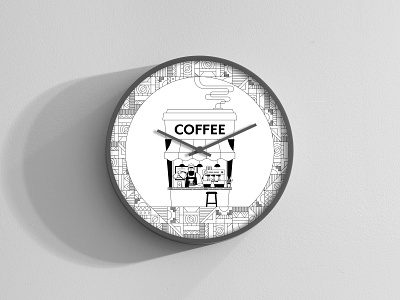 Coffee O'Clock african african pattern barista branded product cafe caffeine clock coffee coffee addict coffee lover coffee shop digital art home deco illustration line illustration online shop products shopping society 6 zimbo
