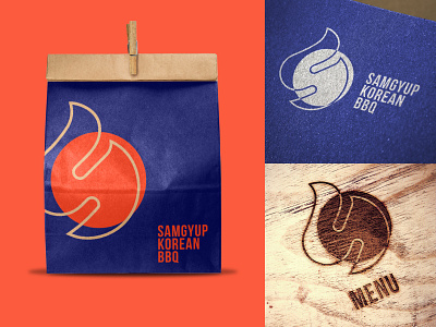 Samgyup Korean BBQ bbq brand designer branding fire flame food foodie korean korean bbq logo logo designer logo maker logo mark restaurant s samgyup