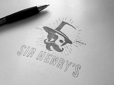 Sir Henry Sketch bar eating face food logo london moustache pencil pub restaurant shadow sketch