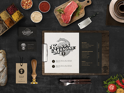 Kongs & Masons Mood Board austria branding design eating food gorilla logo restaurant rustic vienna