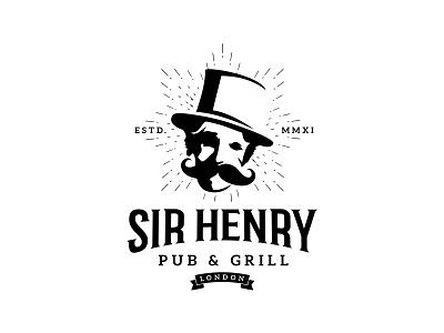 Sir Henry bar branding design face grill henry illustration logo london moustache pub shadow