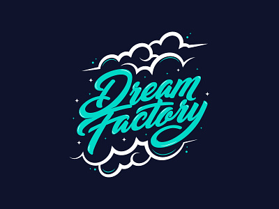 Dream Factory Logo clouds design dream factory lettering logo sleep typography