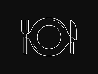 Plate line icon cutlery food geometric knife and fork line icon logo minimal plate restaurant simple