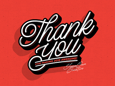 Thank You 2018 2019 awesome calligraphy design designspiration freelance graphicdesign graphiste lettering lettering art new year thank you thank you card type typography