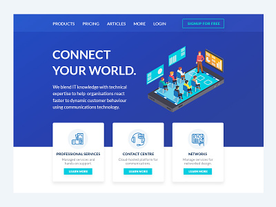 Connect Your World | Landing Page cloud technology website