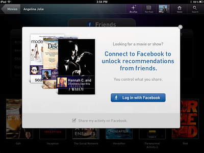 App Roadblock activity app design facebook fanhattan ios marketing modal movies shows
