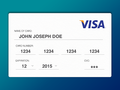 Daily UI #002 - Credit Card Checkout 002 credit card daily ui entry form visa