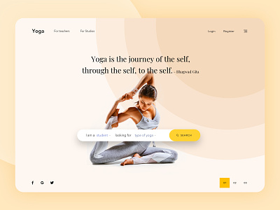 Yoga center landing screen. banner ui webdesign website