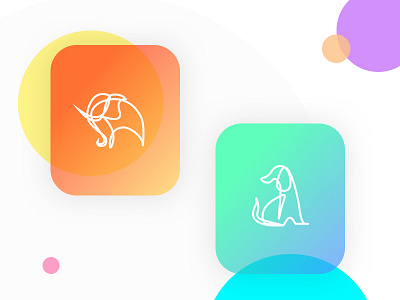 Infinite Line - 1 animals dog elephant gradient icons illustration one line