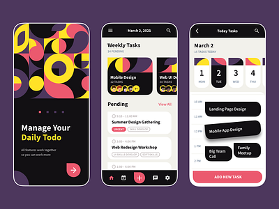 Bauhaus Mobile Task Manager Concept bauhaus concept design figma flat flat design mobile mobile app mobile app design mobile design mobile ui task manager