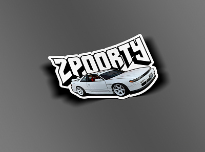 2poorty Silvia Sticker 240sx apparel car illustraion merch sticker