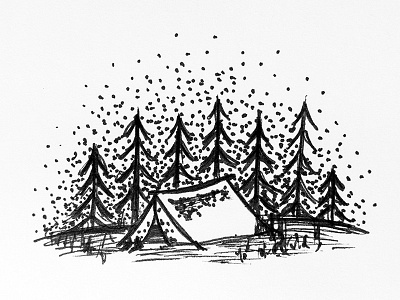 Stipple Camp camping hand drawn illustration outdoor stipple