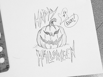 Happy Halloween ghost halloween pencil sketch pumpkin sketch