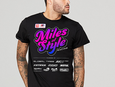 Miles of Style T-Shirt apparel branding cars design drifting illustration lettering logo merch merch design racing tshirt typography vector