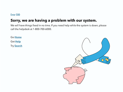 Bank 500 Error Page 500 error bank design error figma fintech flat illustration ui ux vector