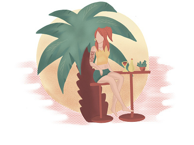 Beach day beach character fashion flat art flat design girl illustration illustrator magazine summer sun vector woman