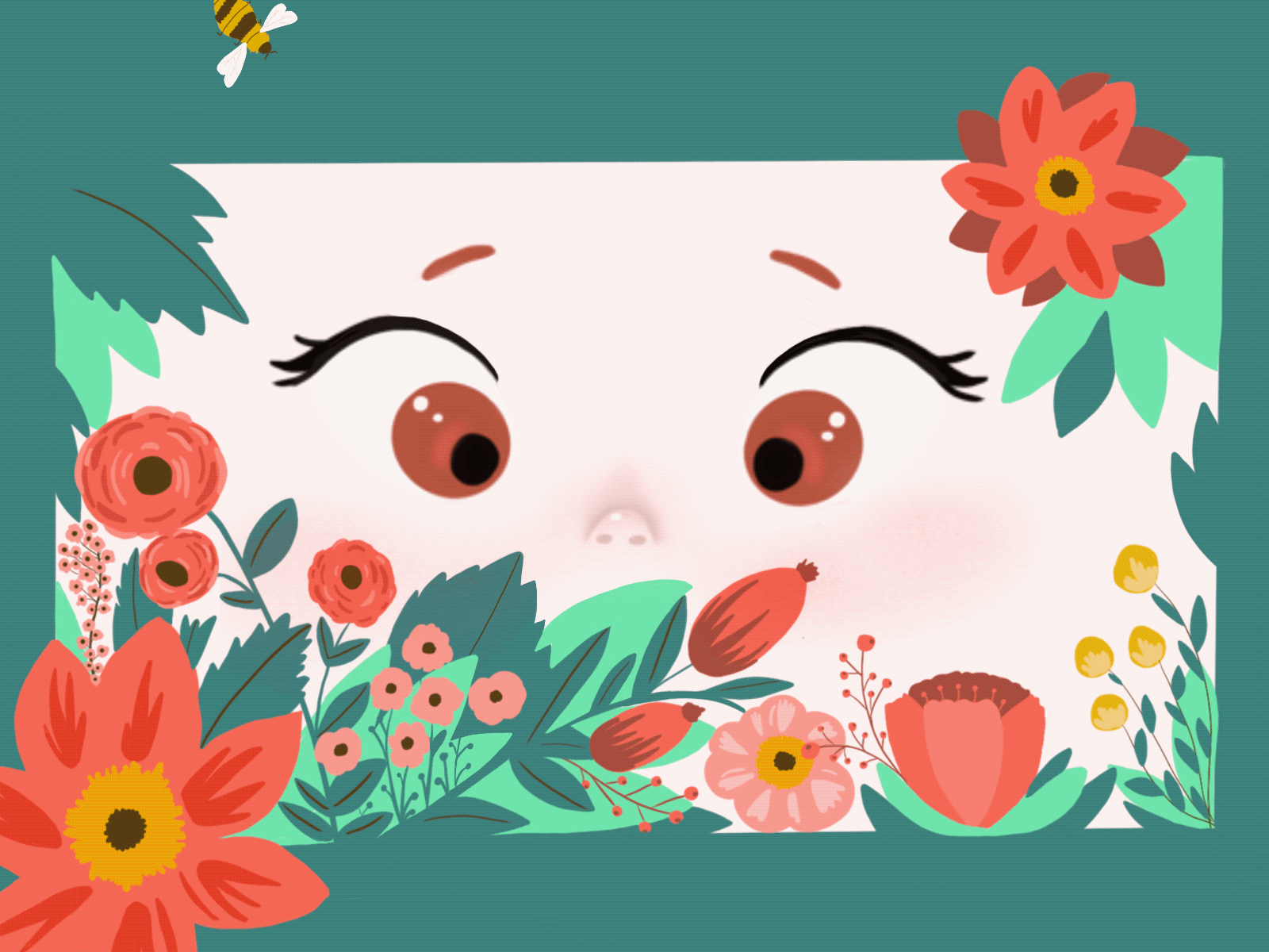 Bee animated gif animation animation 2d bee character eyes flat art flat design girl illustration procreate vector