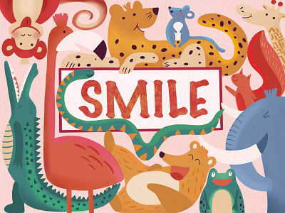 Smile animals character flat art flat design illustration procreate smile smiley face
