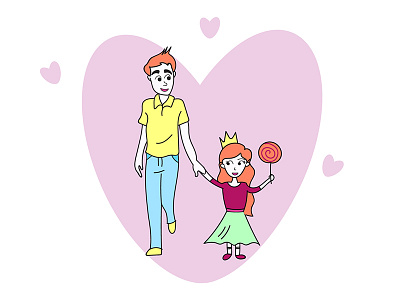 Father and daughter character daughter father flat design girl illustration love pink portrait