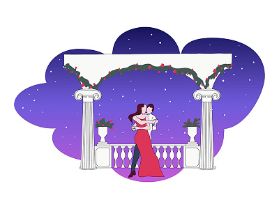 Summer love character couple flat art girl illustration love night stars summer vector