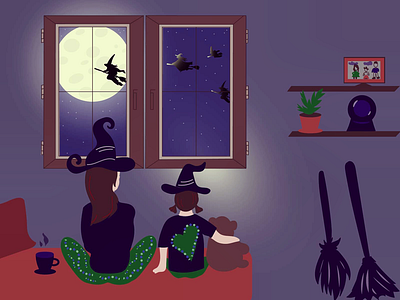 Initiation character design flat art flat design illustration illustrator mom and doughterl vector witches