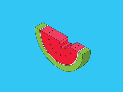 3D Watermelon 3d bite illustrator linework watermelon