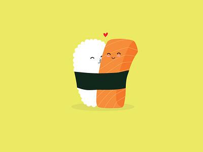 love is everywhere color cute illustrator kawaii kiss linework sushi