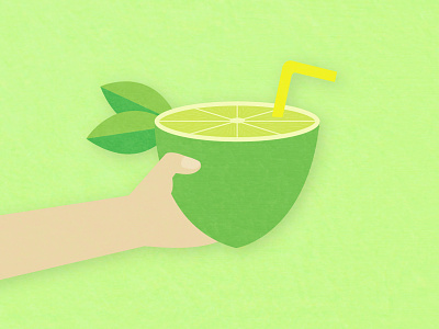 A refreshing drink drink lime linework love straw