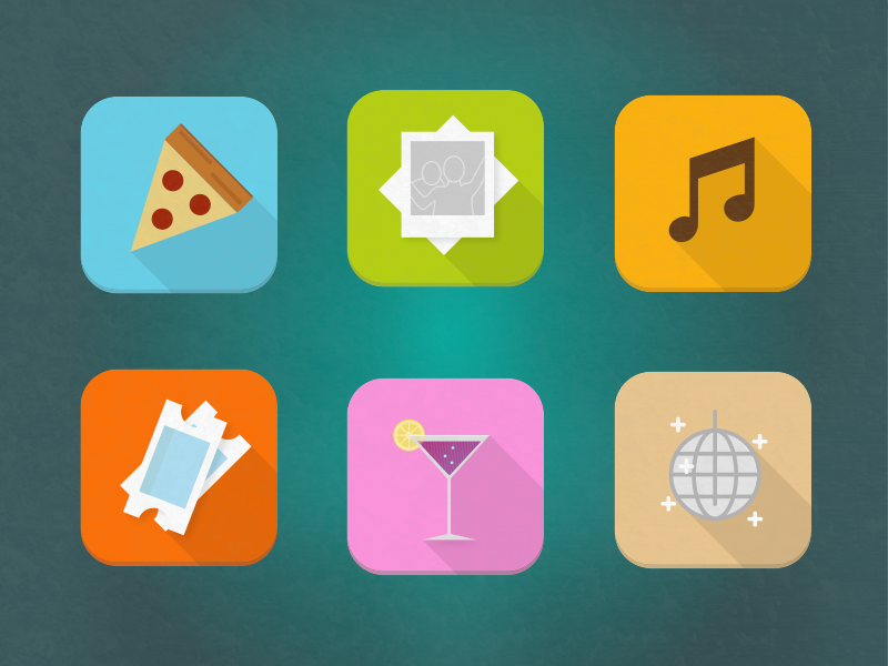 Friday Night Icon Pack disco ticket music pizza fun friday iconography icons icon