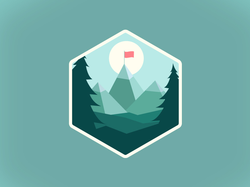 Mountain badge microsoft learn microsoft trees flag montains cute color work 3d 2d illustrator mountain