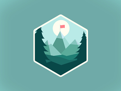 Mountain badge 2d 3d color work cute flag illustrator microsoft microsoft learn montains mountain trees