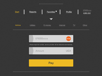 Airtime payment web page. airtime design page payment site wallet web