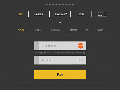 Airtime payment web page.