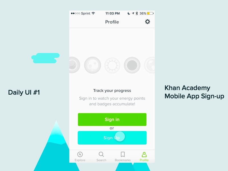 Daily UI 1- Khan Academy Sign Up Concept daily ui khan academy