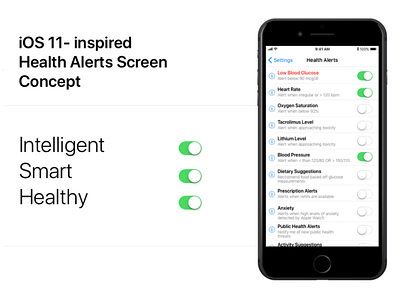 iOS 11 Health Alerts Concept Screen apple daily ui health ios ios 11 settings