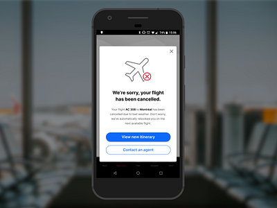 Daily UX Writing – Day 1: Flight Cancellation android duxw flight modal notification ui ux ux writing