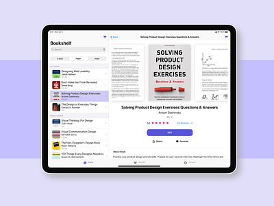 Bookshelf app - Ipad split view app book design ios ipad app ipad pro logo native sketch split user experience