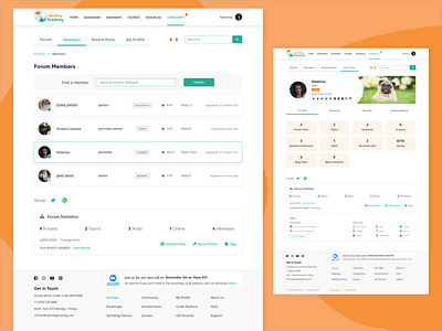 Community UI Design for Online Learning Platform community dashboard ui dog dogs education forum member online course online learning platform online training ui design user experience user experience design userinterface