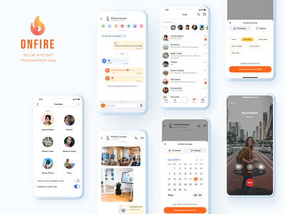 Social & Self Improvement App OnFire. UI Design