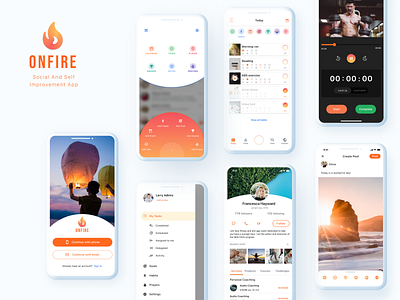 Social & Self Improvement App OnFire. UI Designer