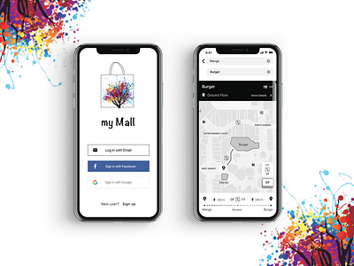 Mobile UX/UI Design for Mall with wayfinder app black white design concept interaction design mall mobile design mobile screen shopping user experience user inteface ux ui wayfinder