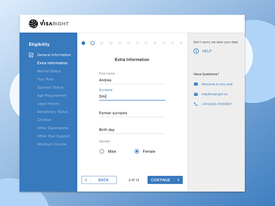 Redesign the application form for immigration service website