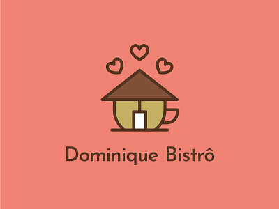 Dominique Bistrô logo bistro brand cafe cup heart home logo logo design logodesigner logotype pub visual identity