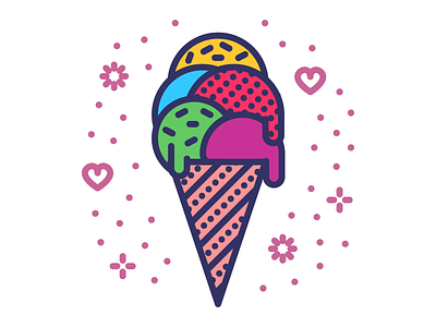 Ice cream date dessert flat flavor ice cream icon icon design icon set illustration pink romance vector