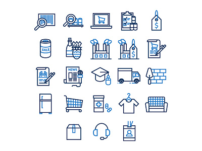 Pricing icon set blue easter ecommerce factory icon icon design icon set linear market pricing products trowel vector