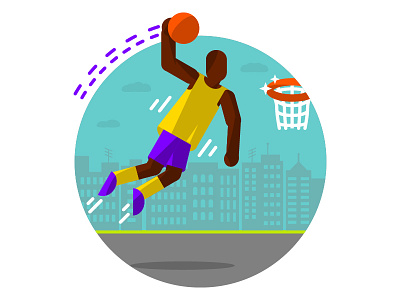 Basketball Illustrated Icon basket basketball basketball player court dunk hoop icon illustrated lakers rim shaq vector