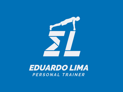 Eduardo Lima logo (male version) blue brand fitness gym logo logodesign logotype male man personal trainer visual identity workout