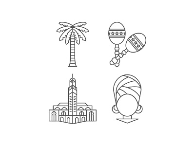 Cultural Icons culture diversity icon icon design icon set illustration maraca mosque palm tree turban wip woman
