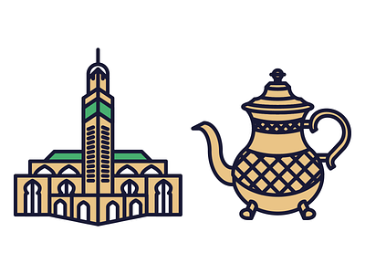 Morocco Icons casablanca icon icon design icon set illustration kettle moroccan kettle morocco mosque vector vector art